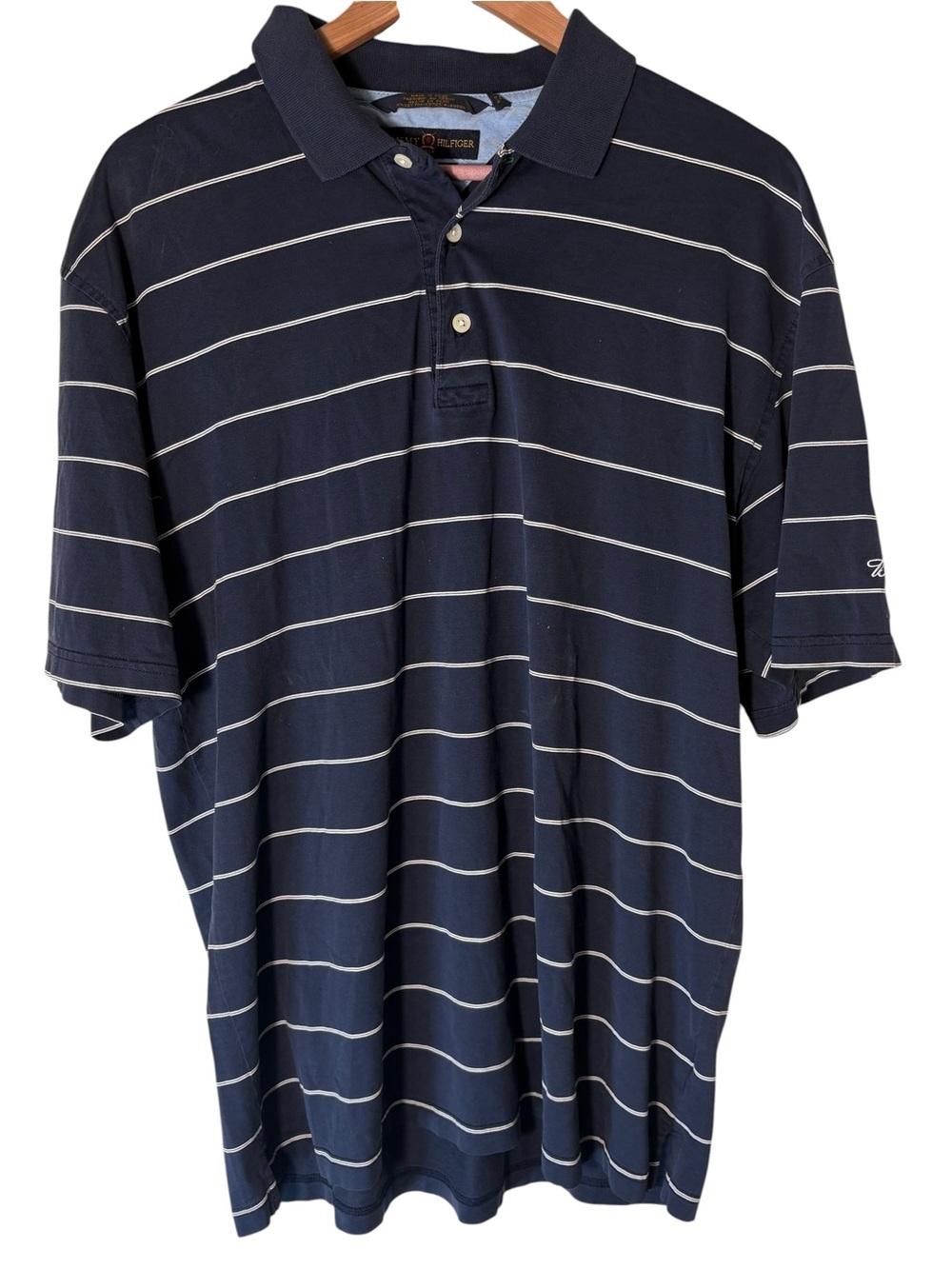 Tommy Hilfiger Golf Budweiser Polo Shirt Large Navy Striped